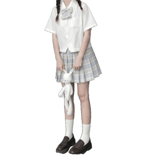 Uniform Solid Color Shirt Women's Summer Basic Milk White Shirt Japanese Long-sleeved Short-sleeved Loose Short Top
