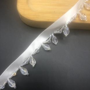 In stock black and white handmade beaded lace crystal hanging beads ribbon clothing Hanfu placket decorative accessories diy material