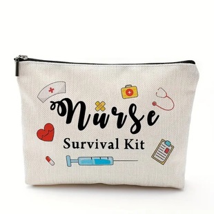Nurses' Day Nurse Pattern Waterproof Linen Double-sided Printed Cosmetic Bag Women's Cross-border Amazon temu Explosions