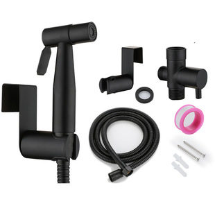 Cross-border black 304 stainless steel washing machine spray gun water separator suit booster nozzle body cleaning toilet flusher