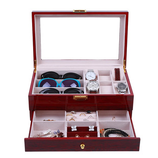 Glasses storage box wholesale 12 24 double sunglasses display box wooden multi-grid sunglasses finishing drawer box