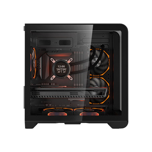 Трансграничный запрошеный день мини-MATX компьютерный шасси изогнутый экран экрана компьютерный шасси панорамный изогнутый стекло закаленное