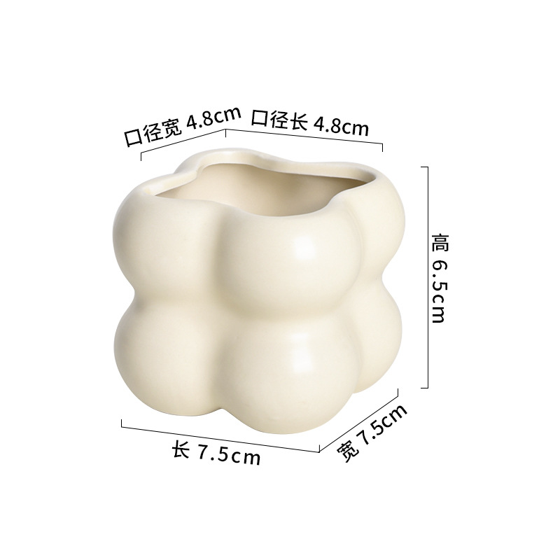 Ceramic Flower Pots, Creative Succulent Circle Flower Pots, Simple Succulent Pots, Desktop Ornaments, Amazon Cross-Border Flower Pots, Ceramic