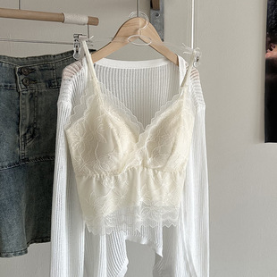 Новый стиль Deep V Французское кружевное маленькое нижнее белье женское изысканная вышивка нижний жилет фиксированный кубок женский бюстгальтер летом