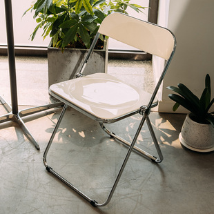 Transparent folding chair Nordic portable backrest makeup stool subnet red ins modern minimalist restaurant acrylic dining chair