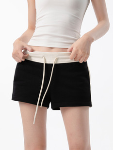 Cattee American Retro Sports Shorts for Women 2025 Summer New Low-Waist Drawstring Slim Slim Casual Pants Trendy