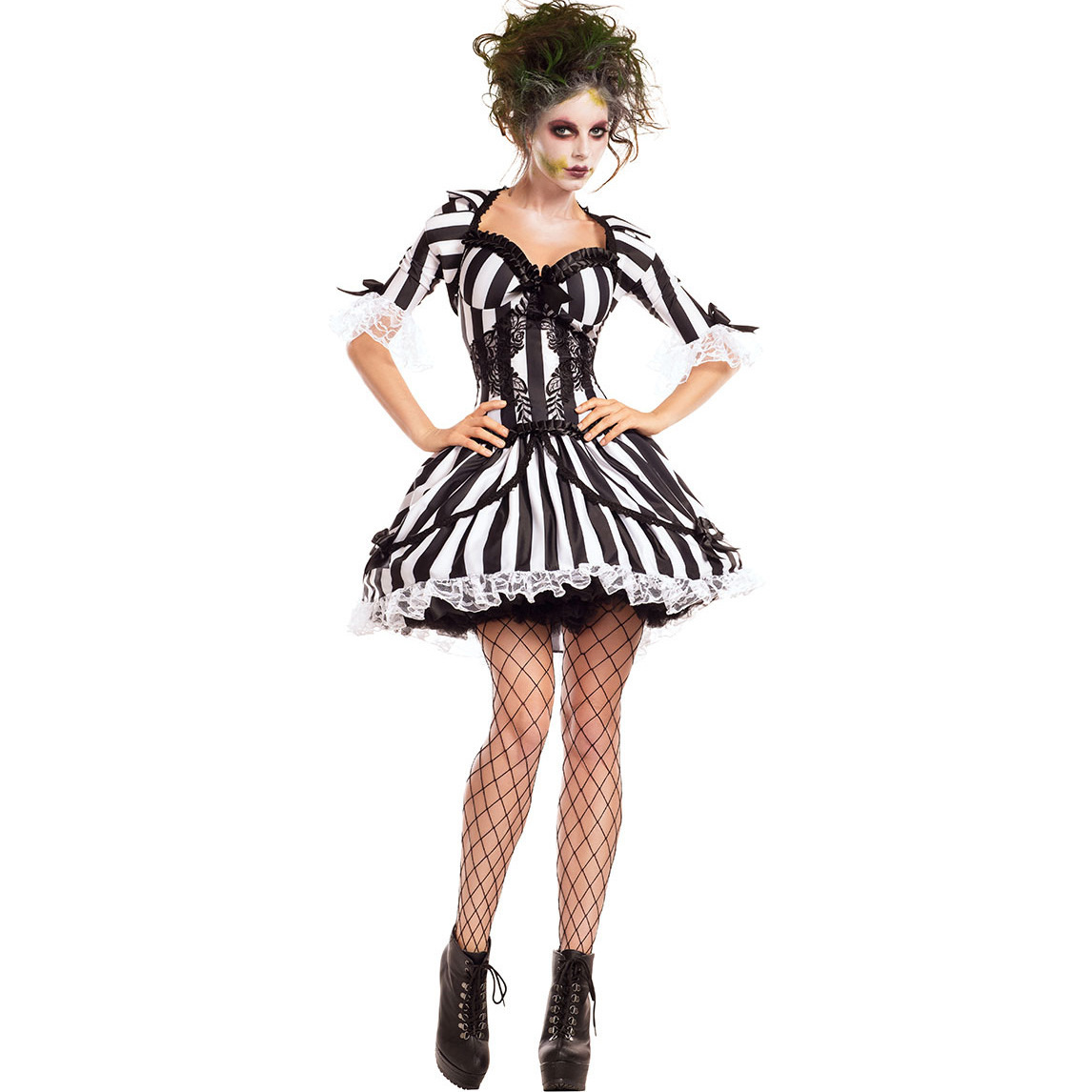 M-Xl Halloween Costume Ghost Bride Doll Cos Suit Striped Zombie Demon Vampire Clown Suit