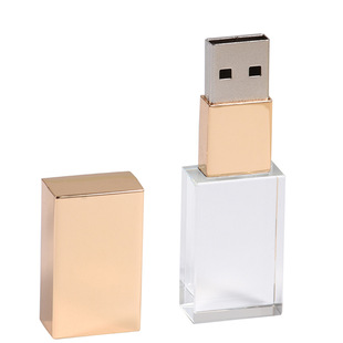 Crystal transparent USB flash drive personalized 3D laser inner carving U disk diy paper box painted 64G wedding creative gift U disk