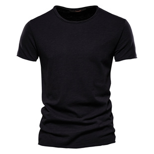 Summer Cross-border Explosions Men's New Solid Color V-neck Short-sleeved T-shirt Hot Selling European and American Foreign Trade Men's Wear