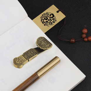 Chinese style bookmark metal brass hollow Forbidden City souvenir U disk signature wooden pen free lettering wholesale