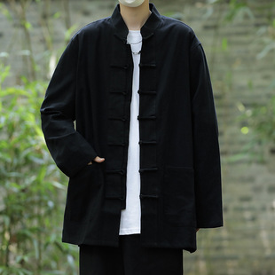 Autumn and Winter 2023 New Cotton and Linen Long Sleeve Shirt Men's Collar Shirt Men's Business Casual Linen Shirt Men's Clothing
