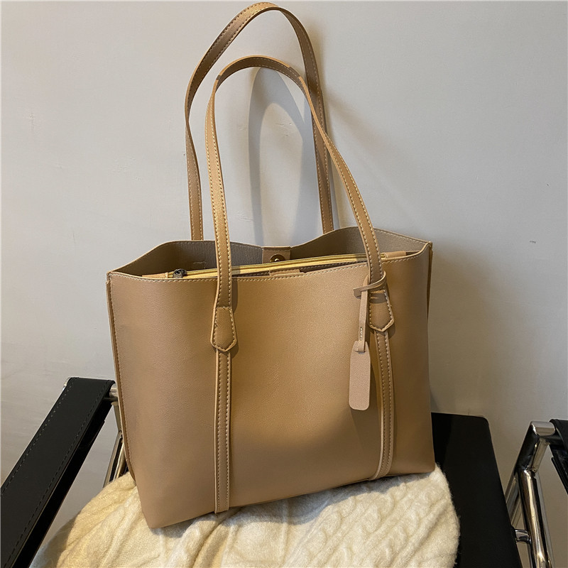 Autumn and Winter Big Bag Women's 2021 New Korean Style Trendy Simple Large Capacity Soft Leather Tote Bag Casual All-match Shoulder Bag