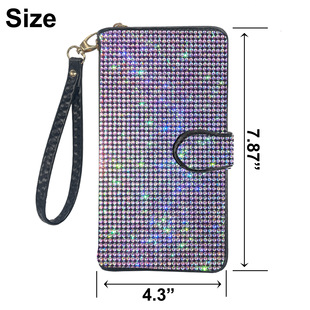 Factory Direct Sales Rhinestone Full Diamond Wallet Coin Purse Zipper Fashion Women's Mobile Phone Bag Hand Bag Card Bag 70% off