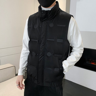 80 White Duck Down Jacket Vest Men's Autumn and Winter Fashion Stand Collar Waistcoat Fashion Casual Warm Vest Jacket