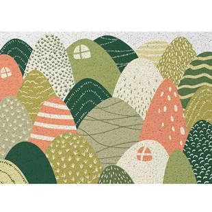 Outdoor Leaves Home Entrance Silk Ring Mat Oil Painting Wind Entrance Door Mat Cuttable Carpet Wholesale
