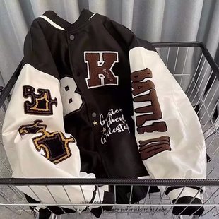 American Style vintage Vintage Letter Embroidered Baseball Suit Jacket Men's Spring Fashion Brand Loose All-match Couple Jacket