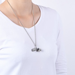 S925 sterling silver fitness dumbbell pendant men's and women's fashion personality weightlifting trendy necklace pendant retro domineering pendant