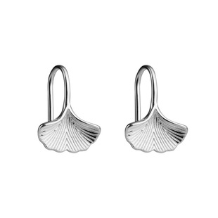 S925 Sterling Silver Earrings Women's Korean Style Fresh Ginkgo Leaf Distinctive Mori Tree Leaf Earrings Short Ear Jewelry