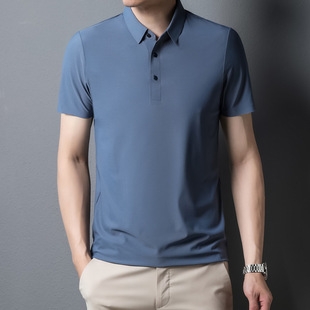 2025 New Short-sleeved Ice Silk POLO Shirt Men's Traceless Shirt Men's Lel POLO Shirt Short-sleeved Men's Business Summer T-shirt