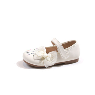 Girls Shoes 2024 Spring New Embroidered Guofeng Vintage Single-layer Shoes Girls Princess Shoes Soft Sole Children's Leather Shoes