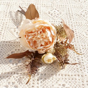 Special single head peony Qianli small shrets retro artificial flowers fake flowers home decoration wedding photography flower floral art