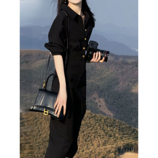 High-end chic temperament dress women's 2025 spring and autumn retro western style unique new skirt A and rustling long skirt