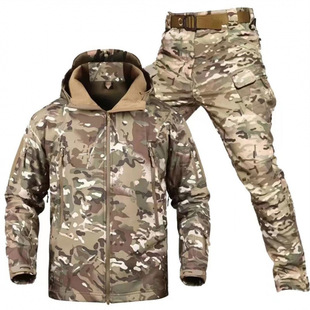 Cold-proof Jacket Men's Winter Soft Shell Clothes Windproof Waterproof Wear-resistant Mountaineering Suit Ski Fishing Riding Suit