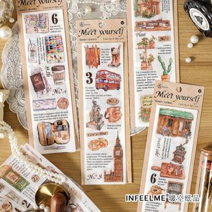 Infeel.me Short Travel Series and Paper Segment Tape Fresh Retro Hand Account Diary diy Decorative Stickers