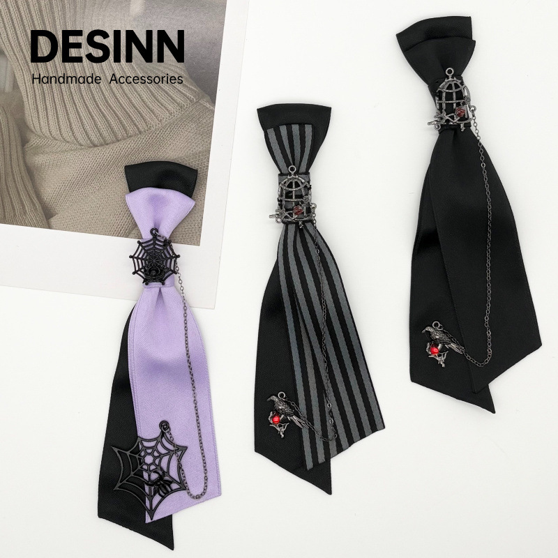 Halloween Tie Wednesday Peripheral Accessories Crow Spider Web Chain Decorative Bow Tie Free Real Shot Original