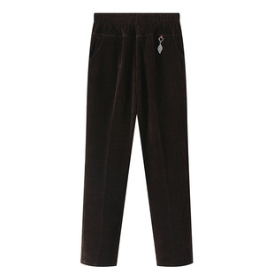 Middle-aged mother pants spring and autumn new velvet casual pants corduroy plus size straight pants grandma velvet pants