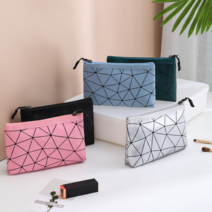 Lingge PU New Cosmetic Bag Wash Bag Hand Square Bag Portable Travel Cosmetic Bag Storage Bag