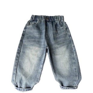 Boys autumn pants 2024 new children's clothing in the spring and autumn Korean version of retro Denim pants children's pants wholesale