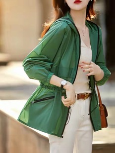 2025 Spring and Summer New Outdoor Sun Protection Casual All-match Sports Breathable Hooded Loose Top Women's Coat Trendy