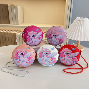 New Children Shoulder Bag PU Small Bag Cartoon Bag Cute Unicorn Crossbody Bag Baby Coin Purse Fashion Casual