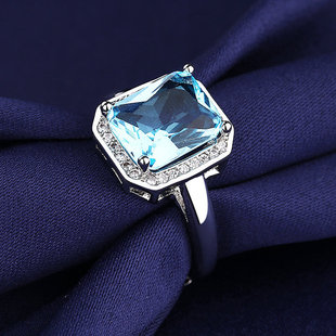 Cross-border e-commerce hot European and American fashion luxury Topaz engagement ring sapphire ring hand jewelry wholesale