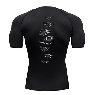 Special Curtain European and American Men's Tight Clothes Summer T-shirt Quick-drying Fitness Suit High Elastic Training Sweat-absorbent Outdoor Sports Short Sleeve