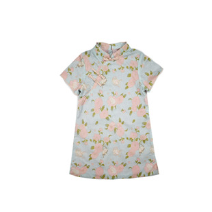 Niche Elegant Short-sleeved Cheongsam dress Baby Summer Retro Chinese Style Sister Dress Children's Western Style Floral Dress