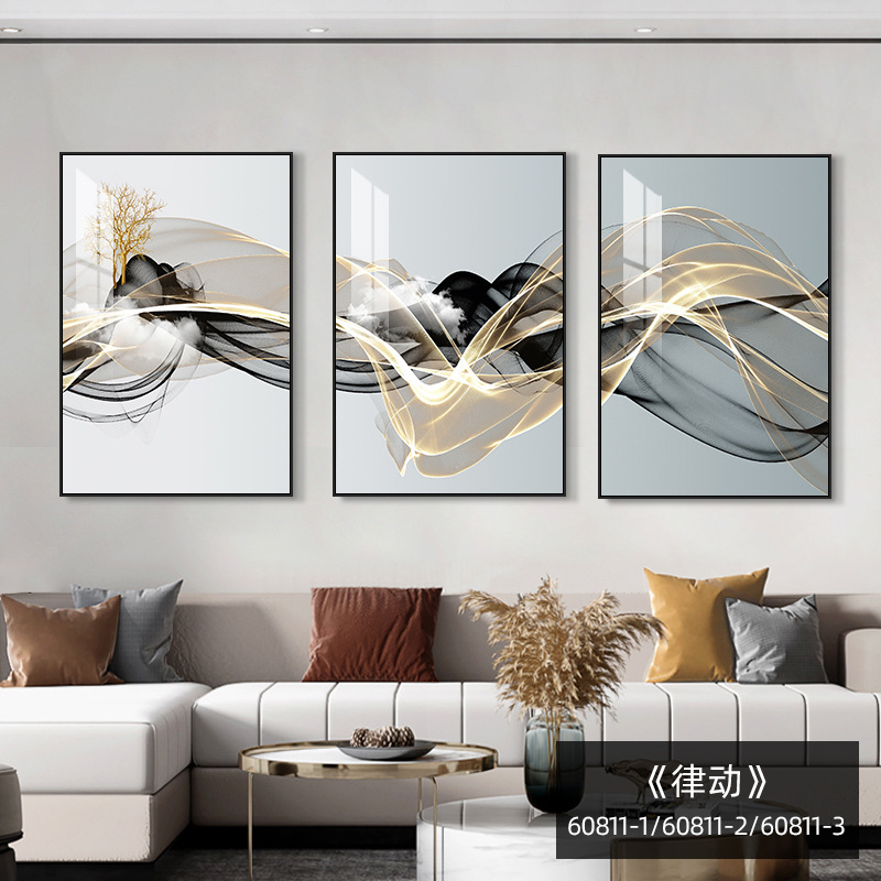 Scandinavian Living Room Decorative Painting Triptych Sofa Background Wall Hanging Painting Modern Simple Atmospheric Restaurant Mural Bedroom Wall Painting
