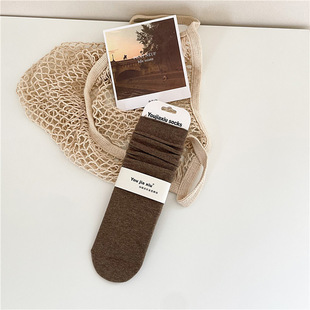 Spring and Summer New Socks Women's South Korea Boneless Stitching Solid Color Thin Breathable Stacking Socks All-match Ins Women's Socks Mid-tube Socks