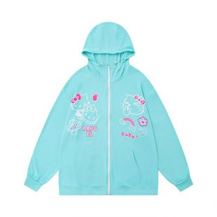 Amoeba Cute Cartoon Embroidered Hello Kitty Summer Thin Hooded Coat Skin Clothing UV Protection Sun-Protective Clothing