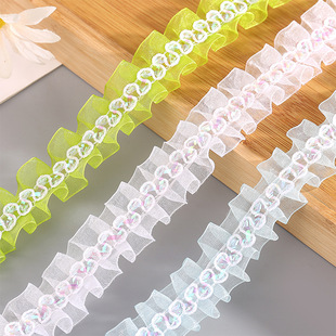 New color pleated non-elastic snow yarn lace handmade diy clothing fungus discount lace Accessories Wholesale
