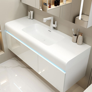 ZH Light Luxury Modern Skin Sense Integrated Bathroom Cabinet Simple Smart Toilet Wash Bathroom Wash Pool Wash Basin Set
