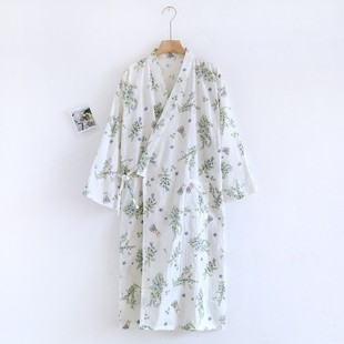 Summer Thin Cotton Gauze Nightgown Couple's Japanese-style Men's Kimono Bathrobe Cotton Pajamas Cardigan Long Nightdress Sweatshirt