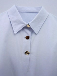 Cross-border new products 2024 European and American style women's clothing foreign trade wholesale ZRA in stock stitching button decoration poplin shirt