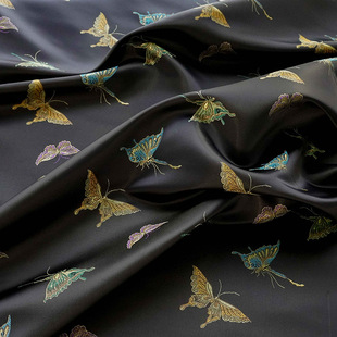 [Красочная Летающая бабочка] текстурированная парча Hanfu Cheongsam ткань с бабочкой, окрашенная в пряжу, Новая китайская жаккардовая ткань на запястье