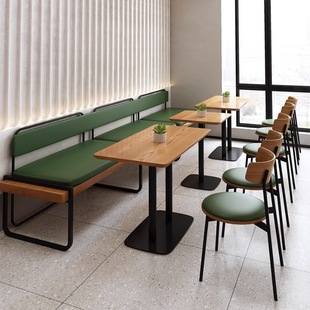 Commercial Western restaurant coffee shop solid wood wall deck sofa dessert milk tea shop snack hamburger shop table and chair combination