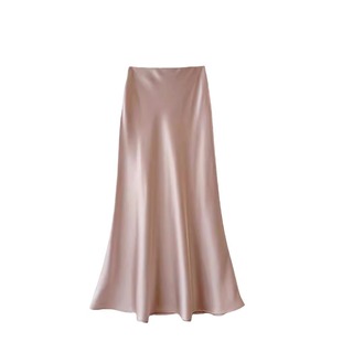 XiA YAyAn High-wAisted Slim Mid-length SAtin AcetAte Silky Skirt New Hip-covering FishtAil A-line Long Skirt