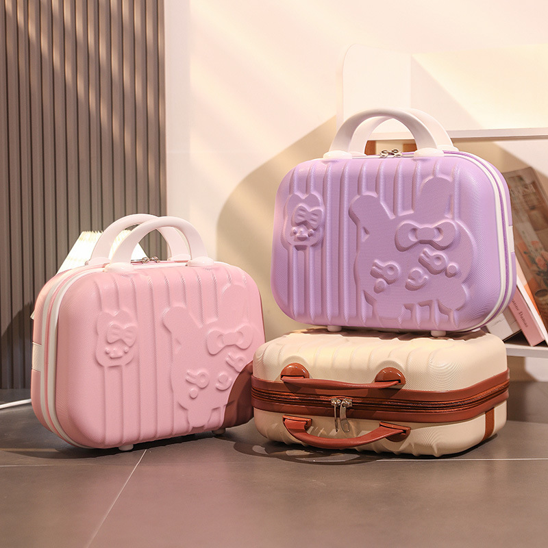 Cute cartoon suitcase luggage 14-inch hand gift cosmetic case female storage mini password travel small box