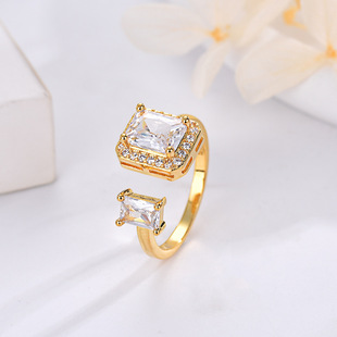Douyin small red book with the same fashion high sense light luxury full diamond zircon open ring female temperament elegant hand jewelry