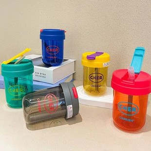 New Mini Ton Ton Cup children student plastic cup portable straw Cup cute high-looking gift big belly water Cup